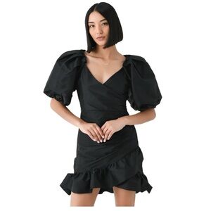 MISA LOS ANGELES Sybil mini puff sleeves Dress In Black size Medium NWT
